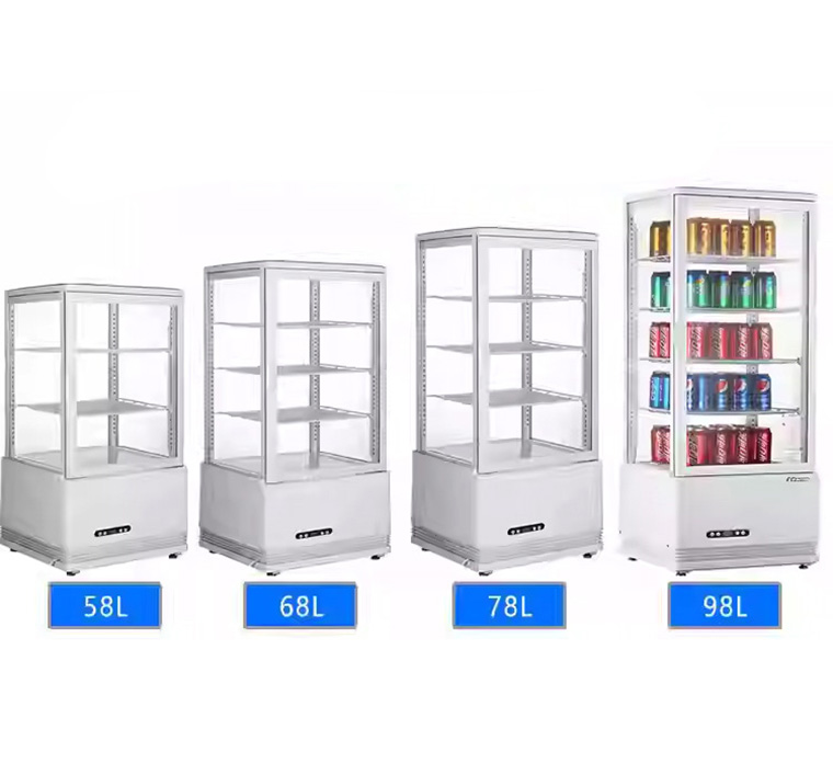 4 sides glass display fridge